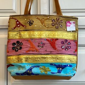 NWT Studio 35 Colorful Embroidered Tote Bag